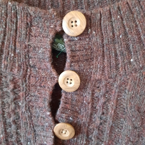 Eddie Bauer wool angora blend brown chunky cable knit crewneck sweater - Picture 5 of 11